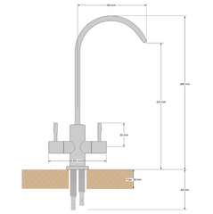 2-Wege-Wasserhahn Edelstahl massiv