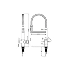 Vierwegehahn, Misterwater, Odin, Edelstahl massiv. Maße