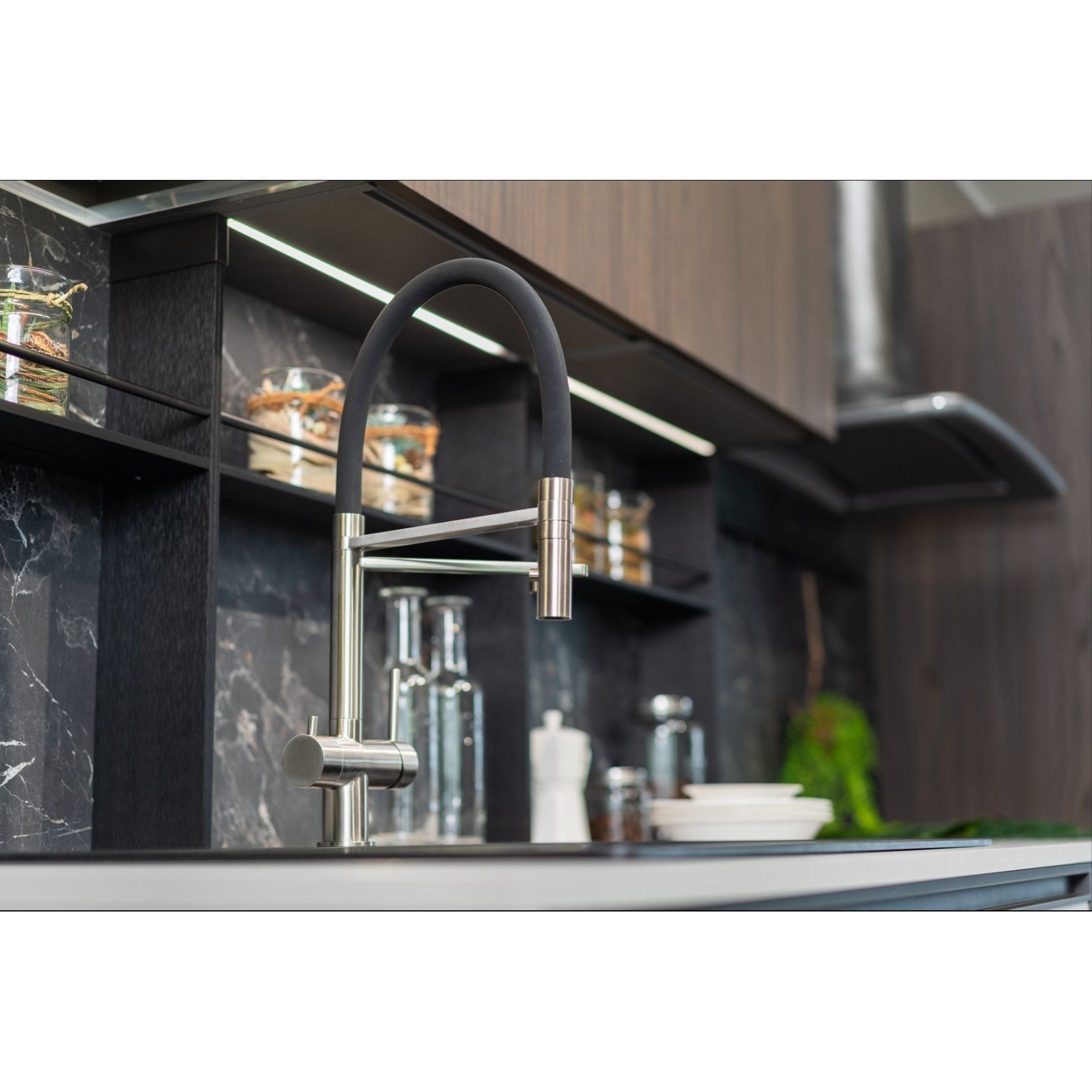 Dreiwegehahn, VizioTechnik, Niederdruckamatur, Edelstahl, in Küche