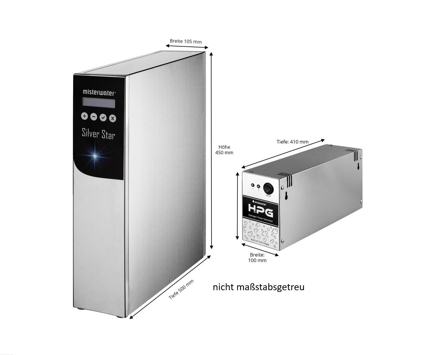 MisterWater, Silver Star mit HPG, wasserfilter küche, Maße