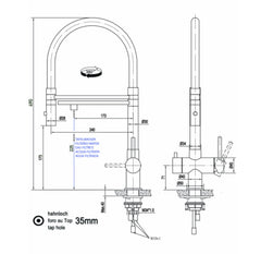Dreiwegehahn, VizioTechnik, Edelstahl, Maße