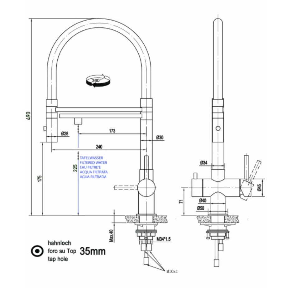 3-Wege-hahn Küchenarmatur - Mein-Wasserfilter.com
