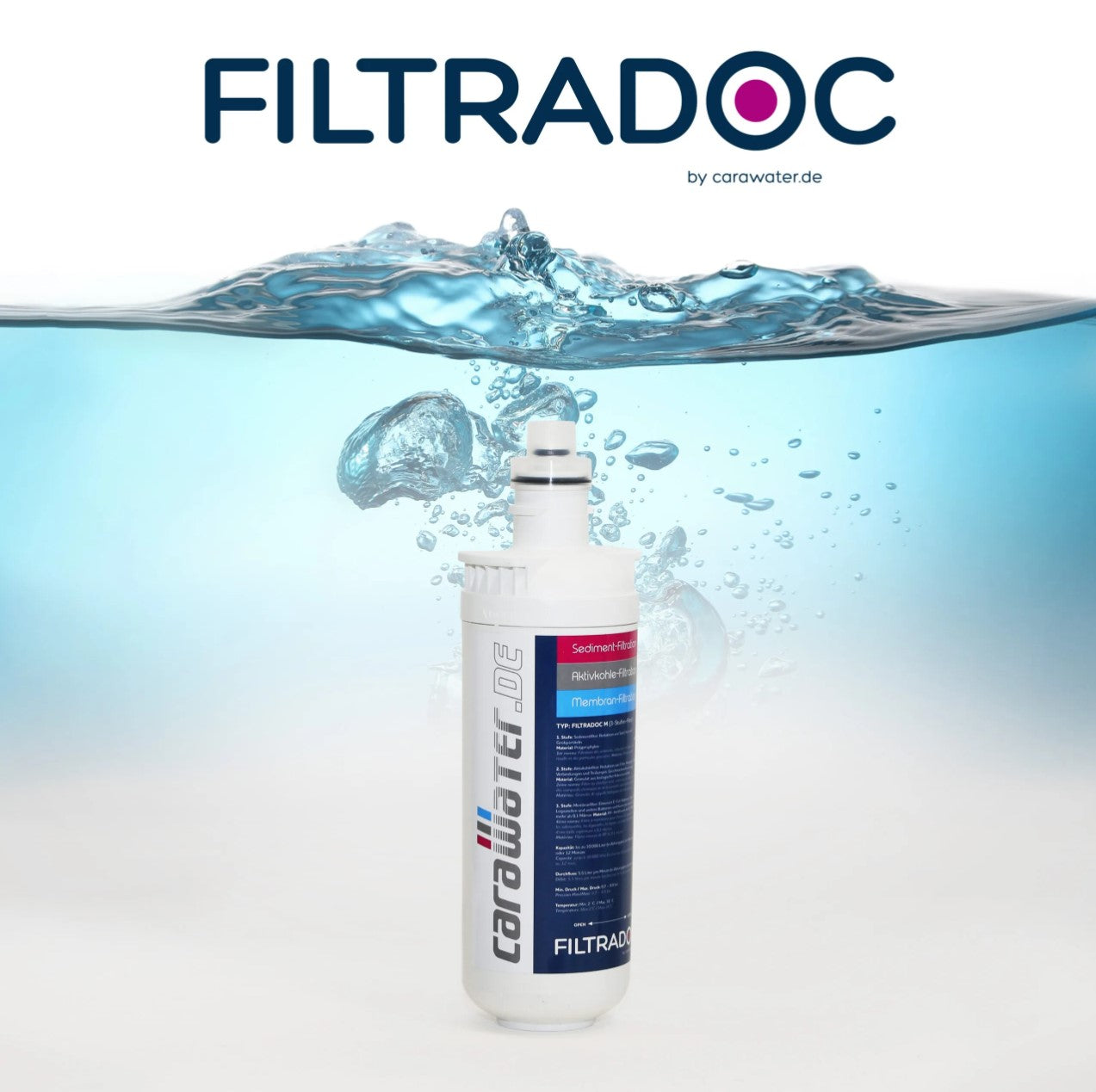 Carawater Ersatz-Filterkartusche mit Sedimentfilter, Aktivkohleblock und Membran für FILTRADOC M als Freisteller
