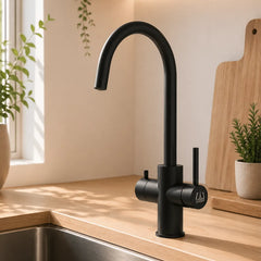 Viziotechnik 5-Wege-Wasserhahn schwarz – U Auslauf – Edelstahl matt – VZFX511322