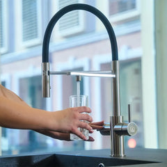 Viziotechnik 5-Way Faucet Black – with Removable Shower Head – Brushed Stainless Steel – VZFX518182