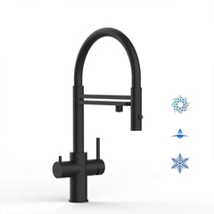 Viziotechnik 5-Wege-Wasserhahn schwarz – kurze Version – Edelstahl matt – VZFX518122