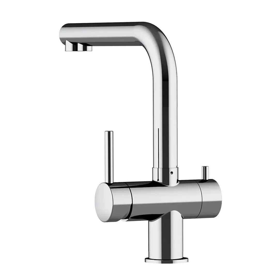 Alvito Atessa 3 Wege Wasserhahn als kurze Variante aus Edelstahl: Als Freisteller von hinten