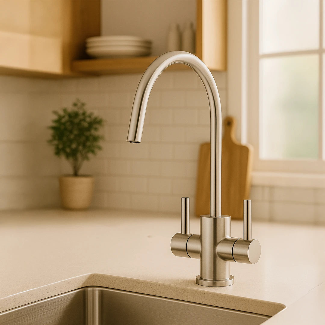 Der Atlantis 2 Wege Wasserhahn aus Edelstahl von misterwater: In einer Küche