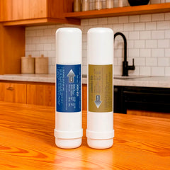 Ersatzfilter Vorfilter/Aktivkohlefilter für Pi Power Compact 300 Osmoseanlage - stehend auf Tischplatte