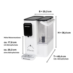 Puria Auftisch Osmoseanlage von Misterwater als Freisteller mit Maßen