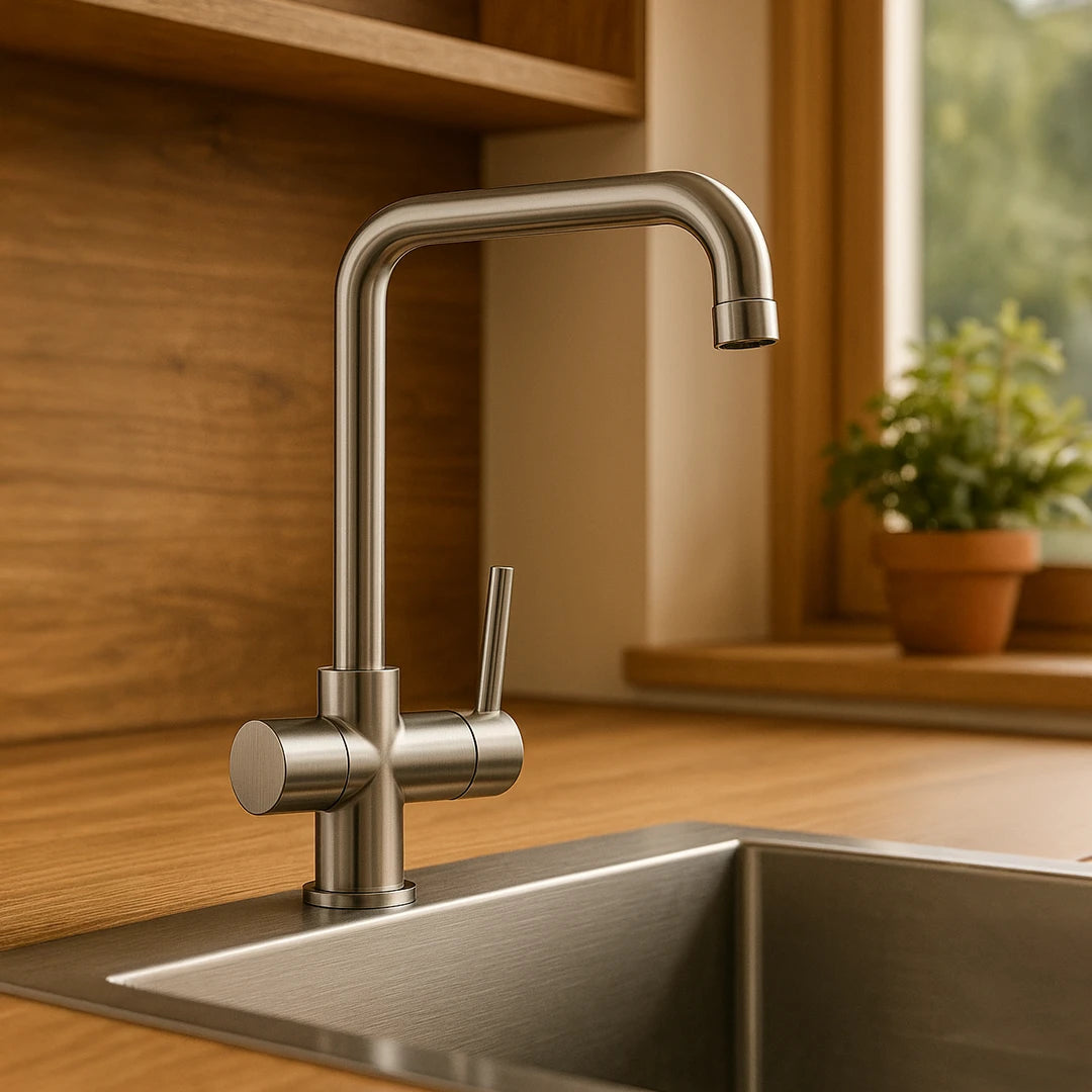 Der Pi 3200 A 3-Wege-Wasserhahn für Osmoseanlagen und Wasserfilter: Inszeniert in der Küche