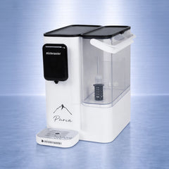 Puria Auftisch Osmoseanlage von Misterwater auf blauem Hintergrund