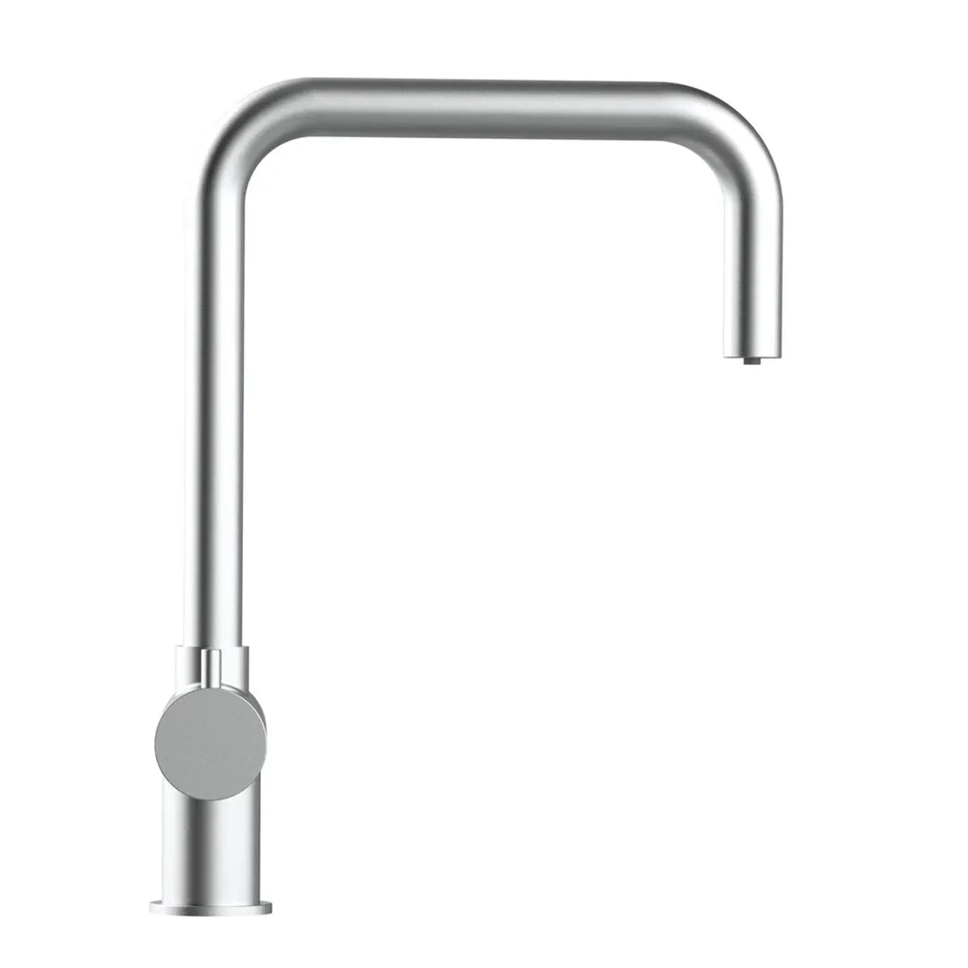 Der 3 Wege Wasserhahn in silber aus Edelstahl gebürstet: Modell VZFX011480als Freisteller von der Seite