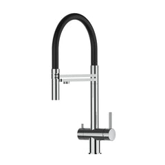 VIZIO 3-Wege Wasserhahn Schwarz aus Edelstahl hochglanz: Modell VZFX018102 als Freisteller