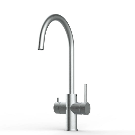 5 Wege Wasserhahn Küchenarmatur, Edelstahl Massiv mit 360° schwenkbarem U-Auslauf, Gebürstet - Mein-Wasserfilter.com