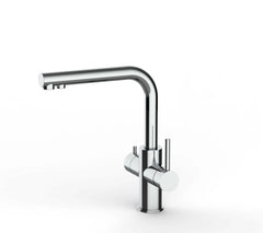 Kurzversion – 5 Wege Wasserhahn Küchenarmatur, Edelstahl Massiv mit 360° schwenkbarem L-Auslauf , Hochglanz Poliert - Mein-Wasserfilter.com