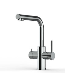 Kurzversion – 5 Wege Wasserhahn Küchenarmatur, Edelstahl Massiv mit 360° schwenkbarem L-Auslauf , Hochglanz Poliert - Mein-Wasserfilter.com