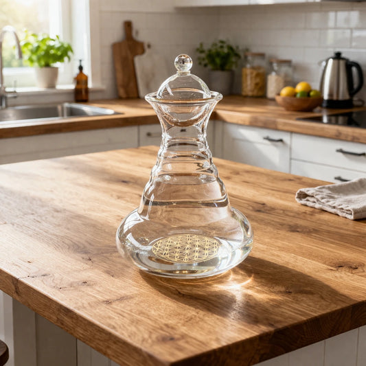 Karaffe Alladin 1,3l Gold - Blume des Lebens - mundgeblasen