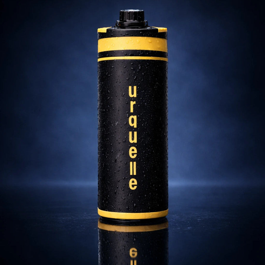 Urquelle Filterflasche in Blauem Hintergrund