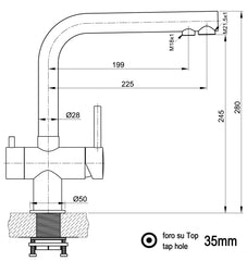 3 Wege Wasserhahn Küchenarmatur, Edelstahl Massiv mit 360° schwenkbarem L-Auslauf, PVD Schwarz Matt