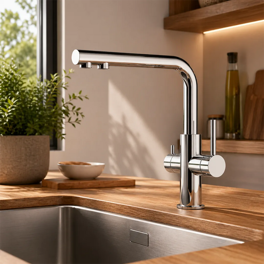Viziotechnik 4 Wege Wasserhahn mit ausziehbarer Brause – Edelstahl hochglanz – VZFX215000