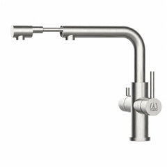 Viziotechnik 4 Wege Wasserhahn mit ausziehbarer Brause – Edelstahl gebürstet – VZFX215080