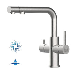 Viziotechnik 4 Wege Wasserhahn mit ausziehbarer Brause – Edelstahl gebürstet – VZFX215080