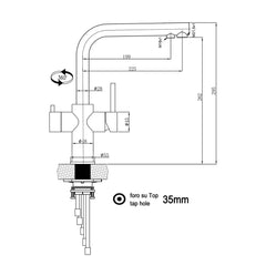 Viziotechnik 5-Wege-Wasserhahn –  Kurzversion mit L-Auslauf – Edelstahl hochglanz – VZFX511200