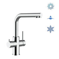 Viziotechnik 5-Wege-Wasserhahn –  Kurzversion mit L-Auslauf – Edelstahl hochglanz – VZFX511200