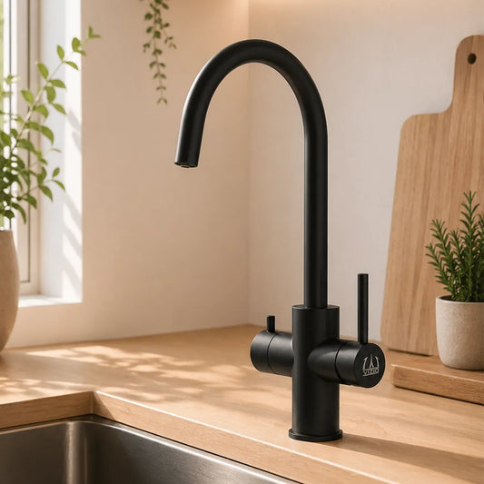 Viziotechnik 5-Wege-Wasserhahn schwarz – U Auslauf – Edelstahl matt – VZFX511322