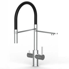 Viziotechnik 5-Wege-Wasserhahn schwarz – mit abnehmbarer Brause – Edelstahl gebürstet – VZFX518182