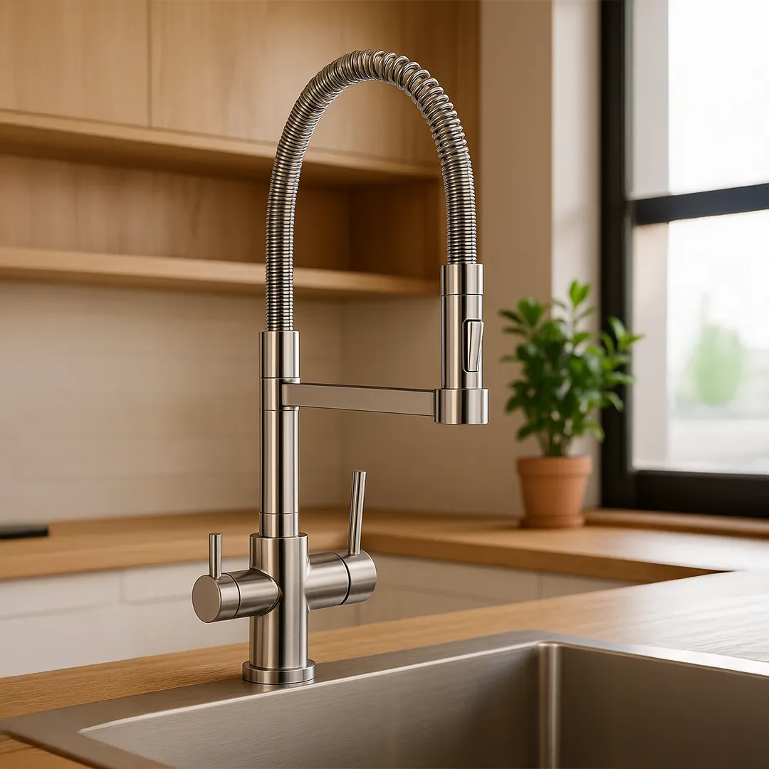 Der ALTEA Dreiwegehahn aus Edelstahl für Osmoseanlage und Wasserfilter von misterwater: Inszeniert in der Küche