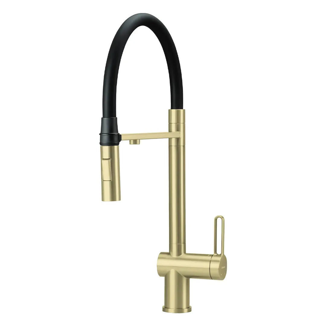 Alvito 3 Wege Wasserhahn U Auslauf aus Edelstahl in Gold - als Freisteller