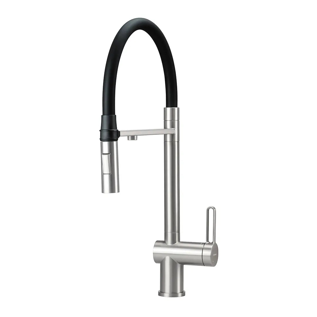 Alvito 3 Wege Wasserhahn aus Edelstahl matt mit ausziehbarer Handbrause - als Freisteller