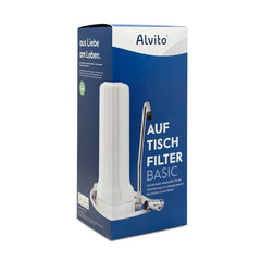 Der Alvito Auftischfilter Basic Wasserfilter präsentiert in Original-Verpackung