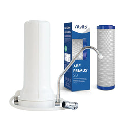 Alvito Wasserfilter Set Pure mit Auftisch Filtergehäuse und Aktivkohlefilter Primus SD als Freisteller