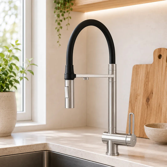 Alvito Primo 3-Wege Wasserhahn mit Brause – Edelstahl Matt
