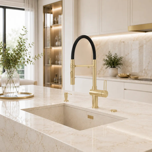 Alvito 3-Wege Wasserhahn Primo mit Brause – Edelstahl Goldfarben