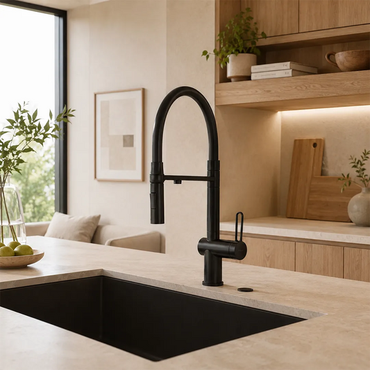 Alvito 3-Wege-Wasserhahn Primo mit Brause - Edelstahl black