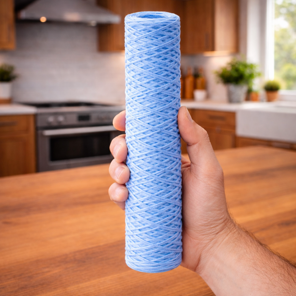 Carawater Wohnmobil Ersatzfilter für den FILTRADOC Pre Speed 10 haltend in Hand