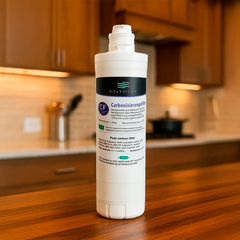 Der Ersatzfilter Carboniserungsfilter für die Entron F-Serie- in einer warmen Küche stehend