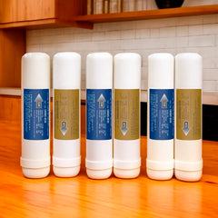 3x Osmose Ersatzfilter Vorfilter für Pi Power Compact 300 Osmoseanlage als Vorteilsset - präsentiert auf Tischplatte