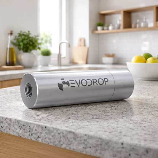 Der EVOcharge Wasserwirbler von Evodrop in der Küche: Wasserveredelung für strukturiertes Wasser