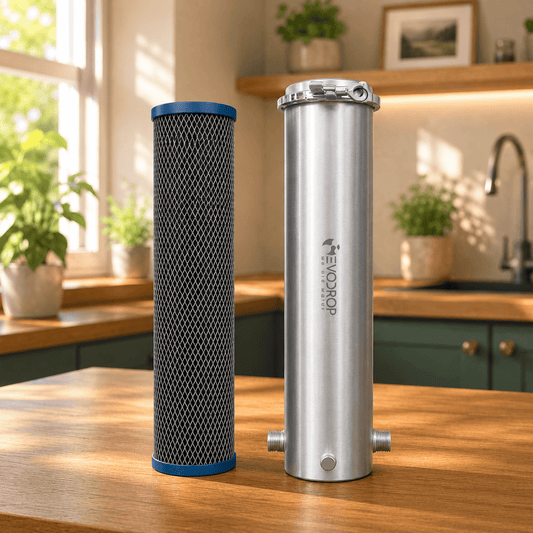 Evodrop Evosorb Aktivkohlefilter / Hauswasserfilter präsentiert in einer tollen Küche