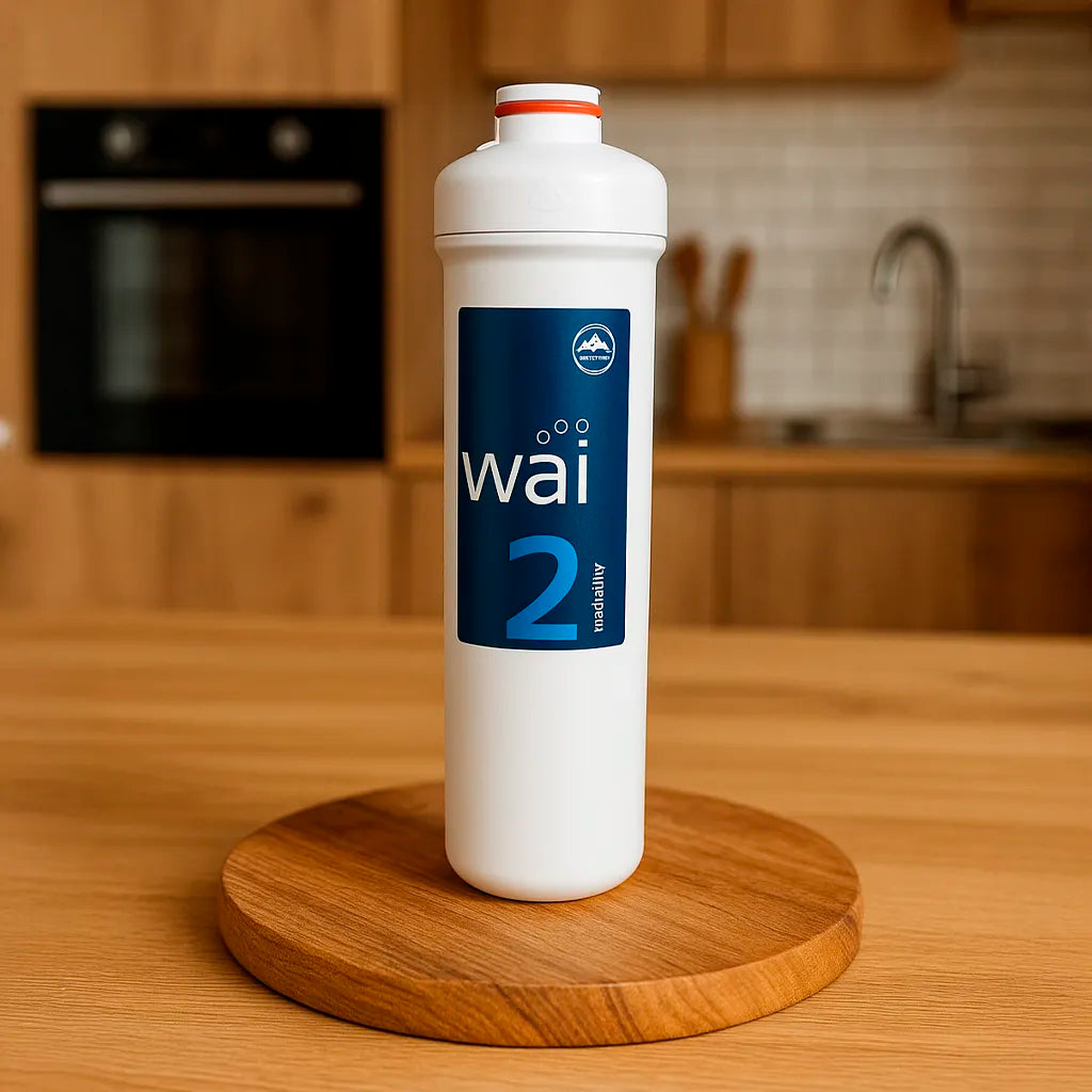 Osmose Ersatzfilter Stufe 2 Maunawai Intensivfilter für das PiConnect wai Unterbau-Filtersystem - stehend in warmer Küche