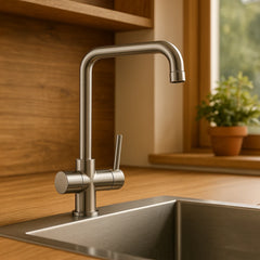 Der Pi 3200 A 3-Wege-Wasserhahn für Osmoseanlagen und Wasserfilter: Inszeniert in der Küche