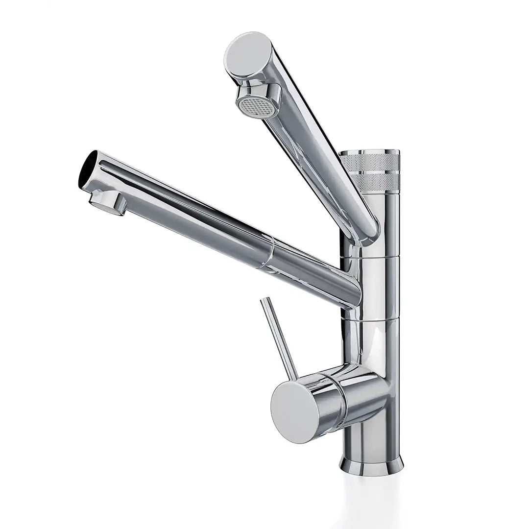 Der Pi 9180 M 3-Wege-Wasserhahn verchromt mit ausziehbarer Brause für Osmoseanlagen und Wasserfilter: Als Freisteller