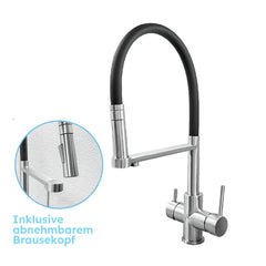 Der Vierwegehahn EW 412 von Evodrop  mit abnehmbarer Brause für Osmoseanlagen und Wasserfilter: Als Freisteller