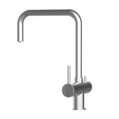 Der 3 Wege Wasserhahn in silber aus Edelstahl gebürstet: Modell VZFX011480als Freisteller von der Seite