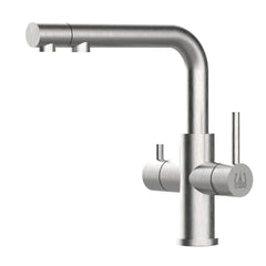 VIZIO 3 Wege Wasserhahn mit ausziehbarer Brause aus Edelstahl gebürstet: Modell VZFX015080 als Freisteller